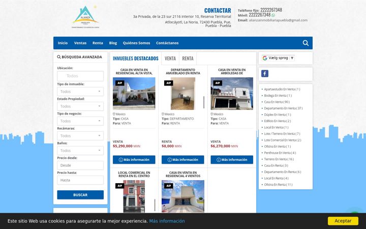 Screenshot von alianzainmobiliariapuebla.com