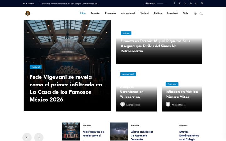 Screenshot of alianzanoticias.mx