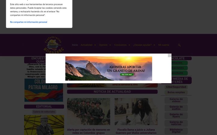 Screenshot von alianzareconstruccioncolombia.org