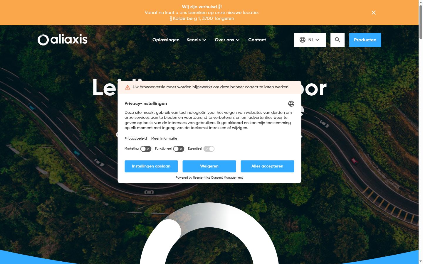 Screenshot of the consent banner shown before any interaction
