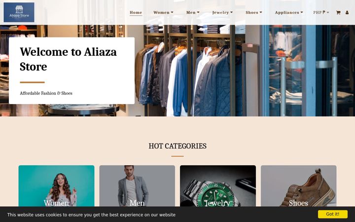 Screenshot of aliazastore.com