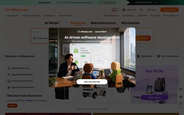 Screenshot of alibaba.co.uk