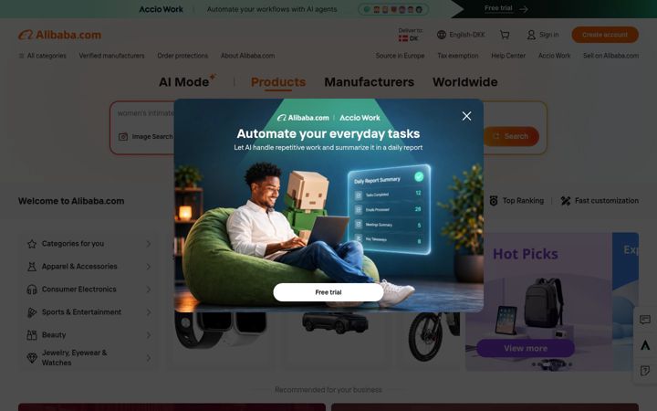Екранна снимка на alibaba.com