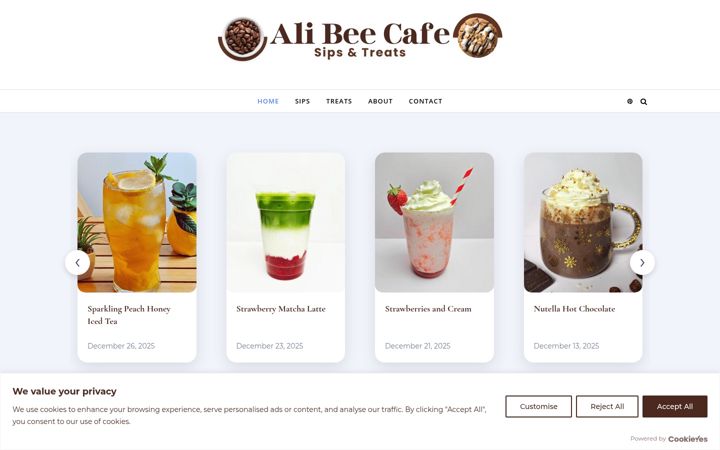 Screenshot of alibeecafe.com