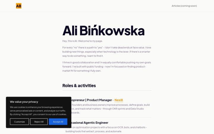 Screenshot of alibinkowska.co