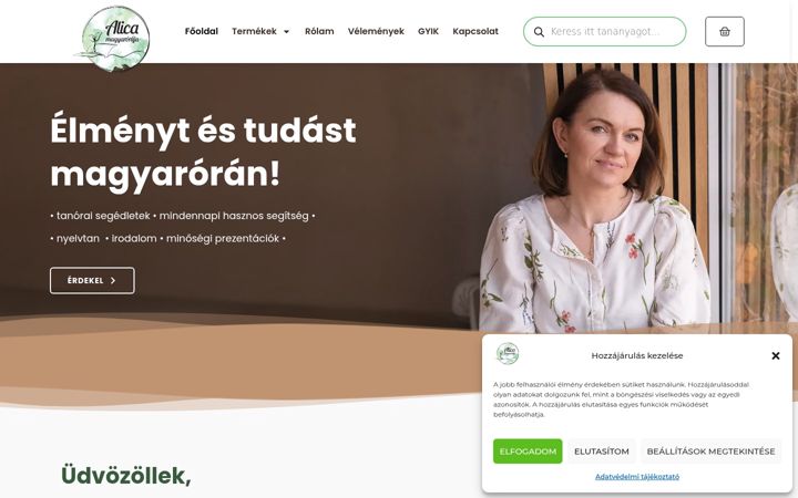 Screenshot di alica-magyaroraja.hu