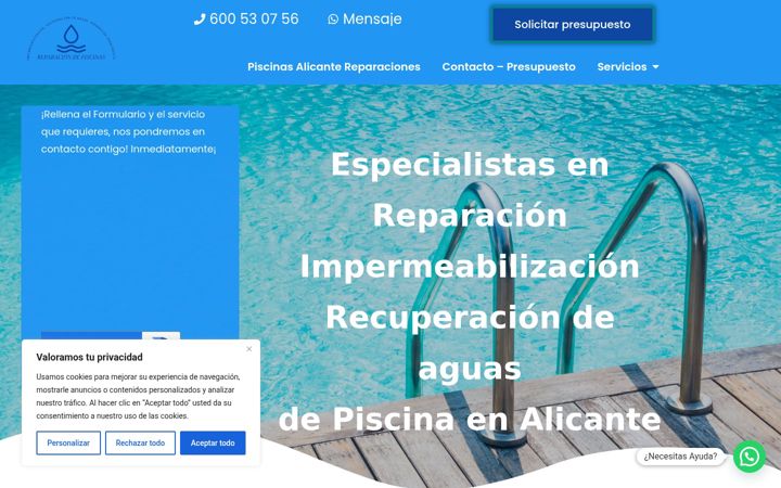 Screenshot of alicantepiscinas.es