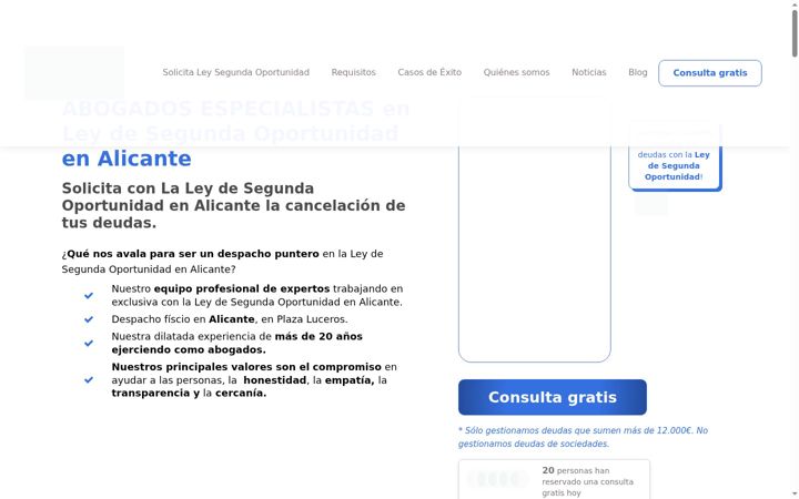 Екранна снимка на alicantesegundaoportunidad.es