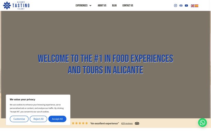 Screenshot of alicantetastingclub.com