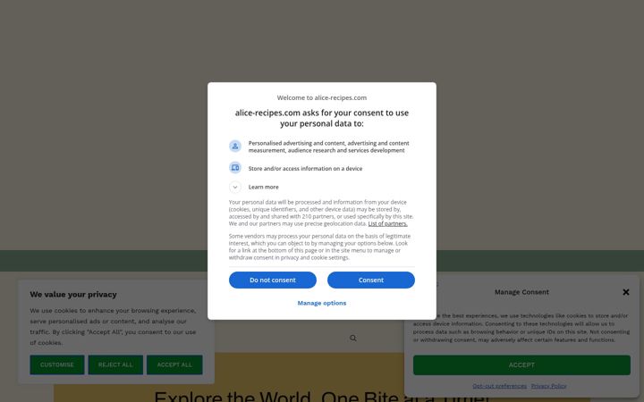 Screenshot of alice-recipes.com