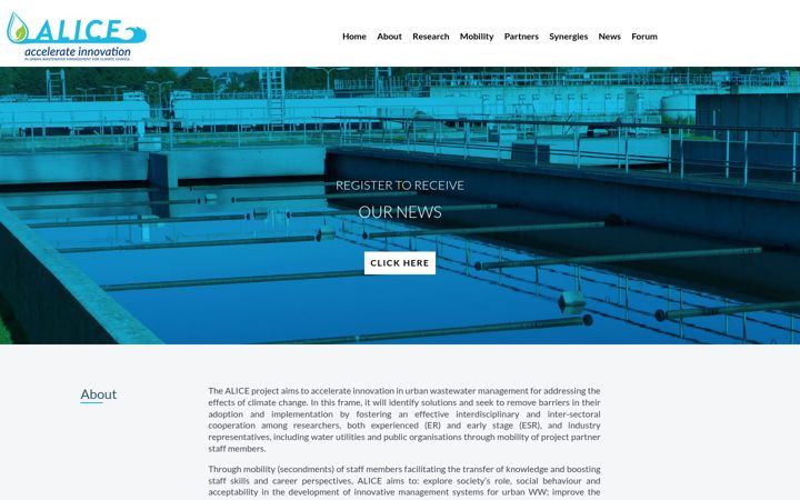 Screenshot of alice-wastewater-project.eu