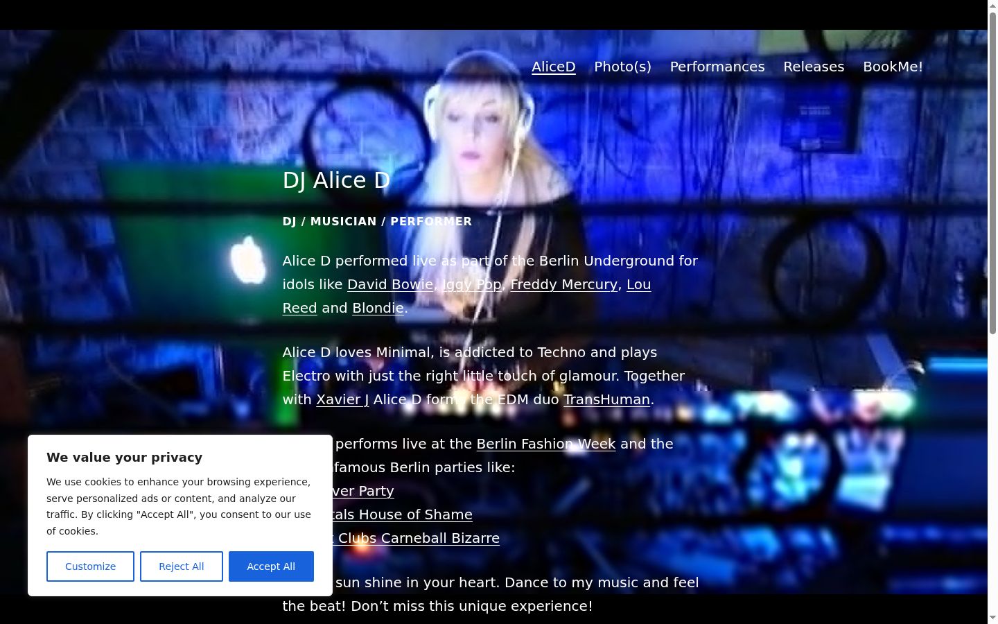Capture d'écran de la bannière de consentement affichée avant toute interaction