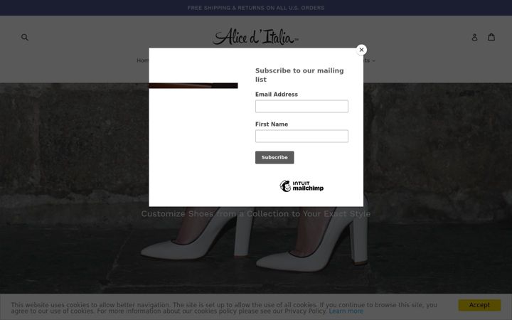 Screenshot of aliceditalia.com