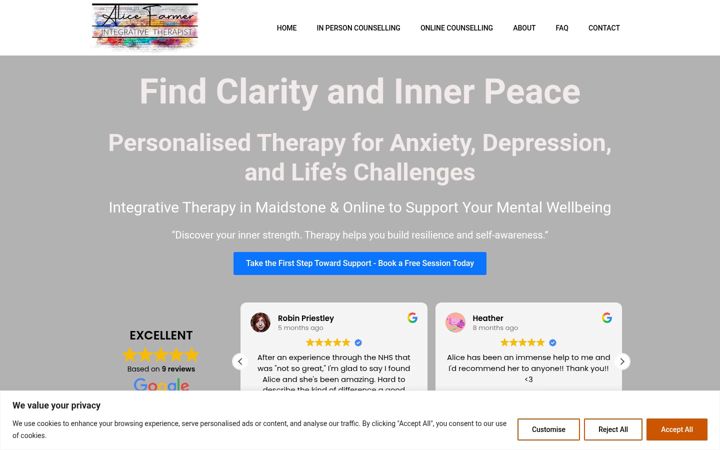 Screenshot of alicefarmer.co.uk