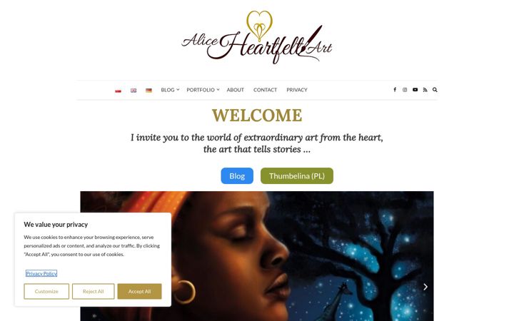 Screenshot of aliceheartfeltart.com