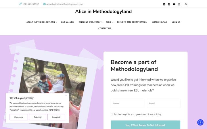 Screenshot of aliceinmethodologyland.com