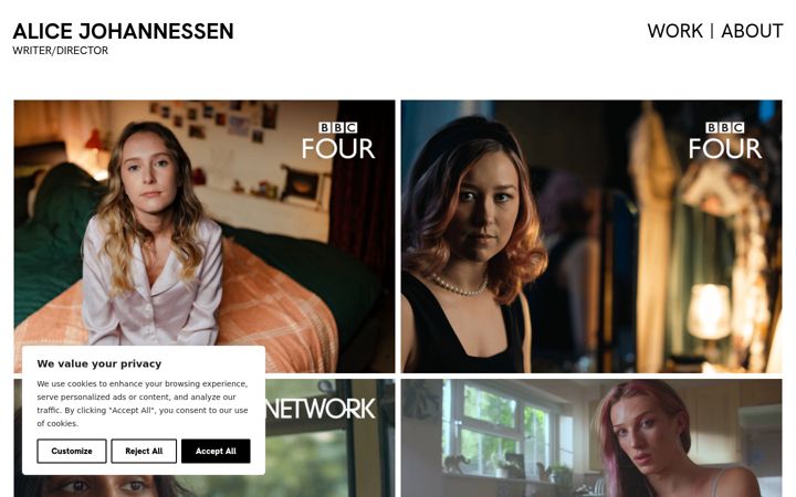 Ekrānuzņēmums no alicejohannessen.co.uk