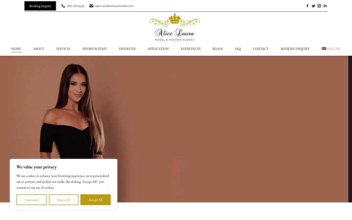 Screenshot of alicelauramodels.com