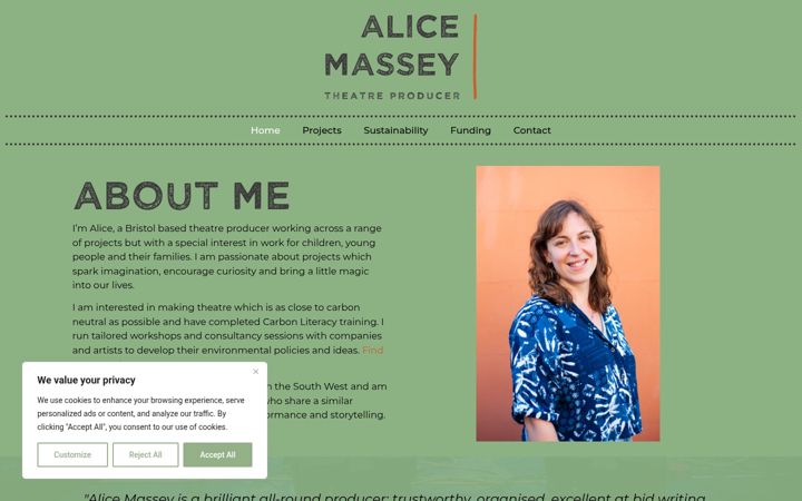 Screenshot of alicemassey.co.uk