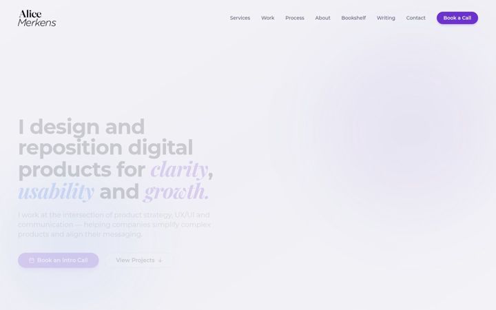 Screenshot of alicemerkens.com