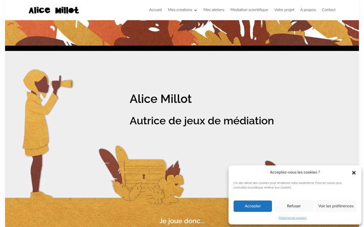 Kuvakaappaus sivustosta alicemillot.fr