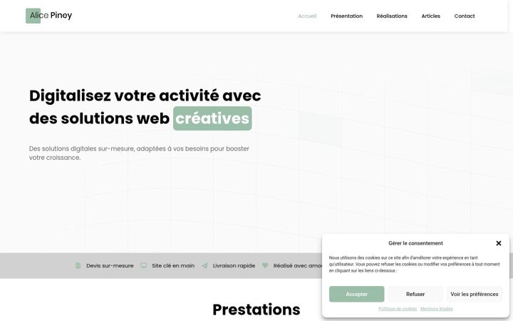 Captura de ecrã de alicepiney.com