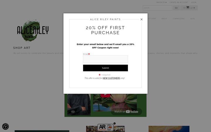 Screenshot of alicerileypaints.com