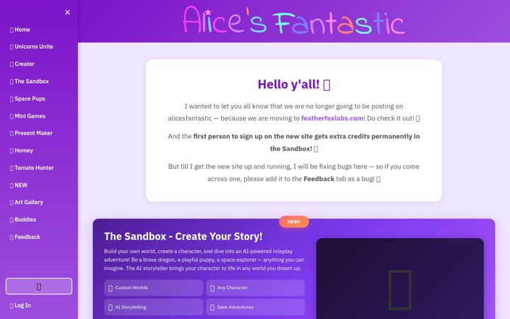 Screenshot stránky alicesfantastic.com