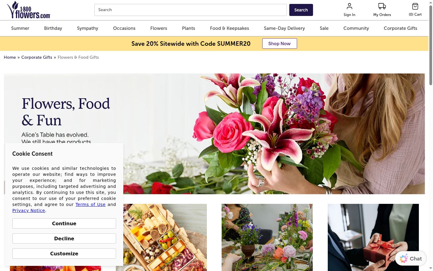 Screenshot of the consent banner shown before any interaction