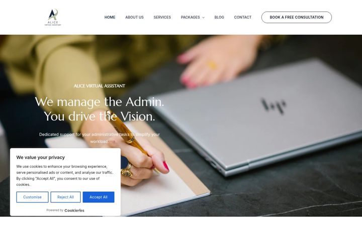 Screenshot of alicevirtualassistant.com