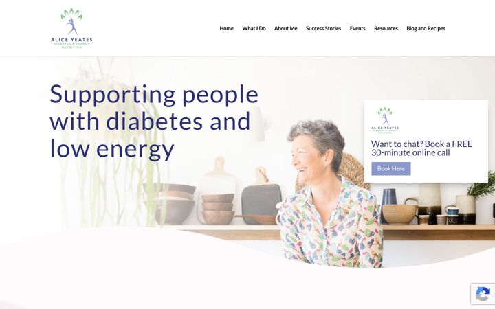 Screenshot of aliceyeatesnutrition.co.uk