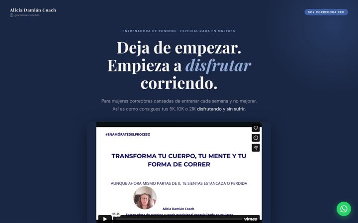 Screenshot of aliciadamiancoach.com