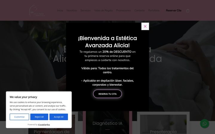 Screenshot of aliciaesteticaavanzada.com