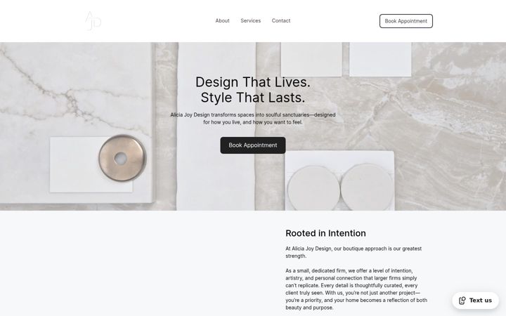 Screenshot of aliciajoydesign.com