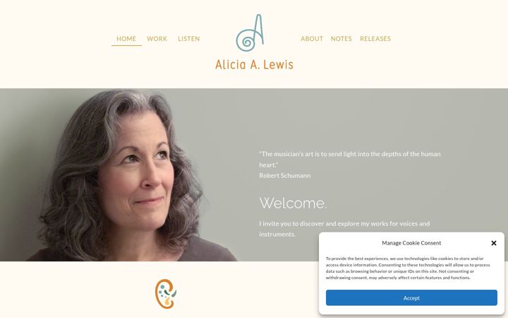 Screenshot of alicialewismusic.com