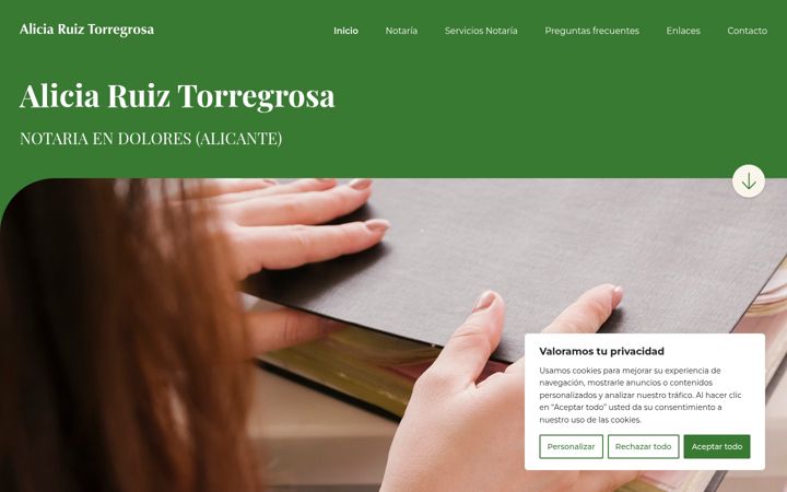 Screenshot of aliciaruiznotaria.es