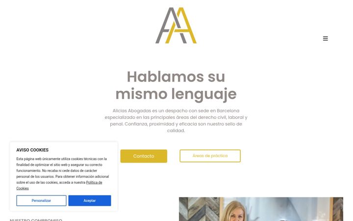 Screenshot of aliciasabogadas.com