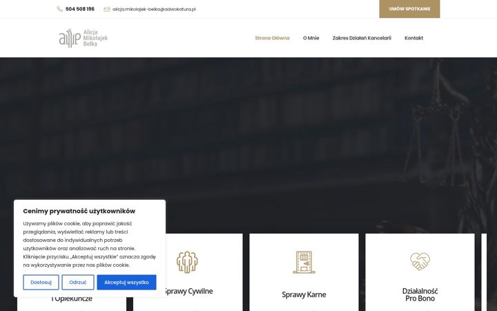 Screenshot of alicjamikolajekbelka.pl
