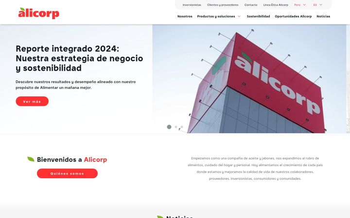 Screenshot of alicorp.com.pe