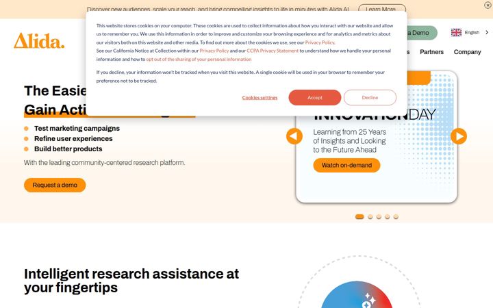 Screenshot of alida.com