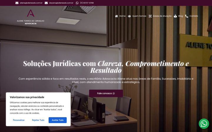Screenshot of alieneadv.com.br