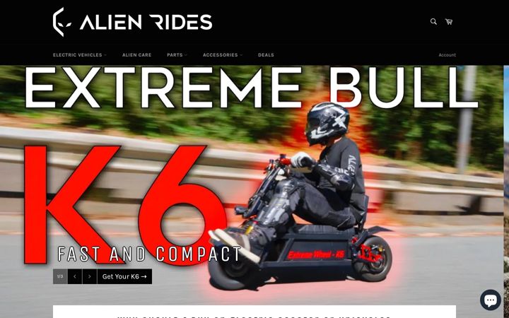 Screenshot of alienrides.com