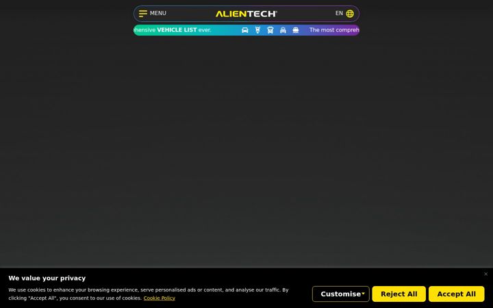 Captură de ecran a alientech-tools.com