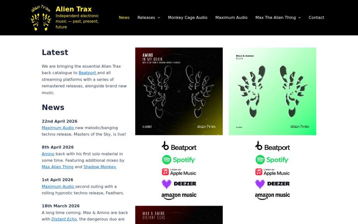 Screenshot of alientrax.com