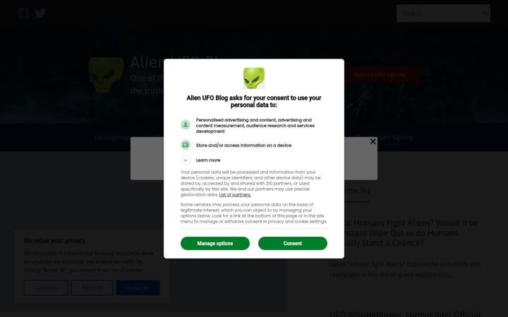 Screenshot of alienufoblog.com