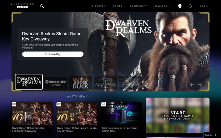 Screenshot von alienwarearena.com
