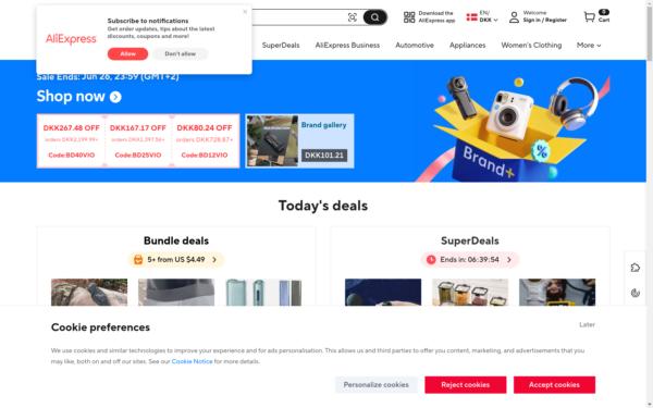 Screenshot of aliexpress.com