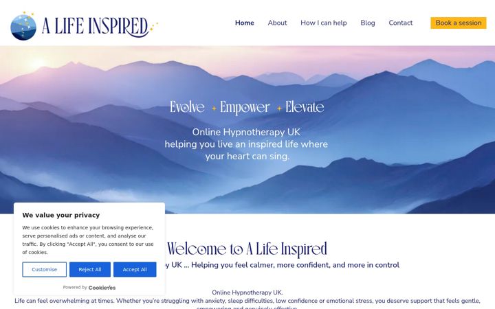 Screenshot of alifeinspired.co.uk