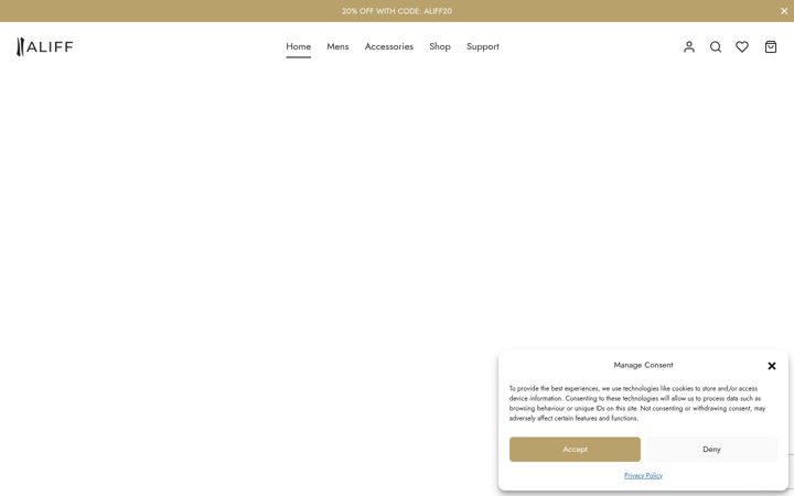Screenshot von aliffclothing.com