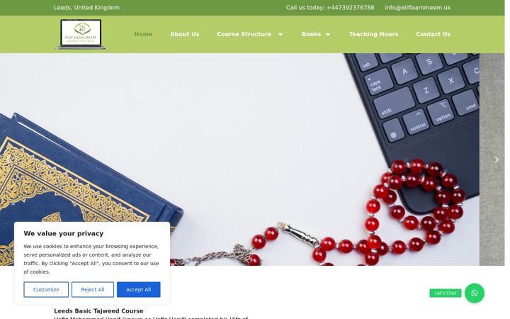 Screenshot von aliflaammeem.uk